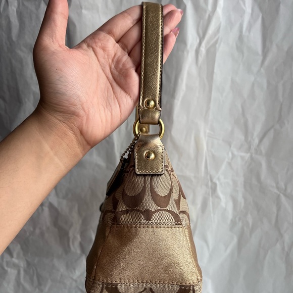 Coach Signature Shoulder Bag - Gold/Khaki/Gold - Picture 7 of 12